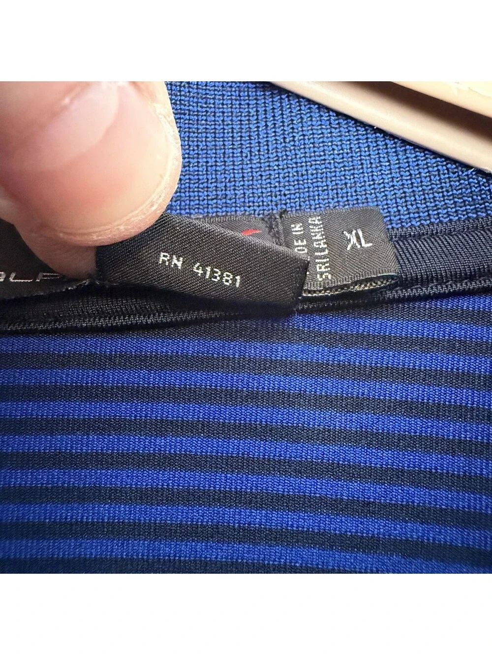 RLX Ralph Lauren Golf Polo Shirt Mens XL Blue Black Striped Performance Short